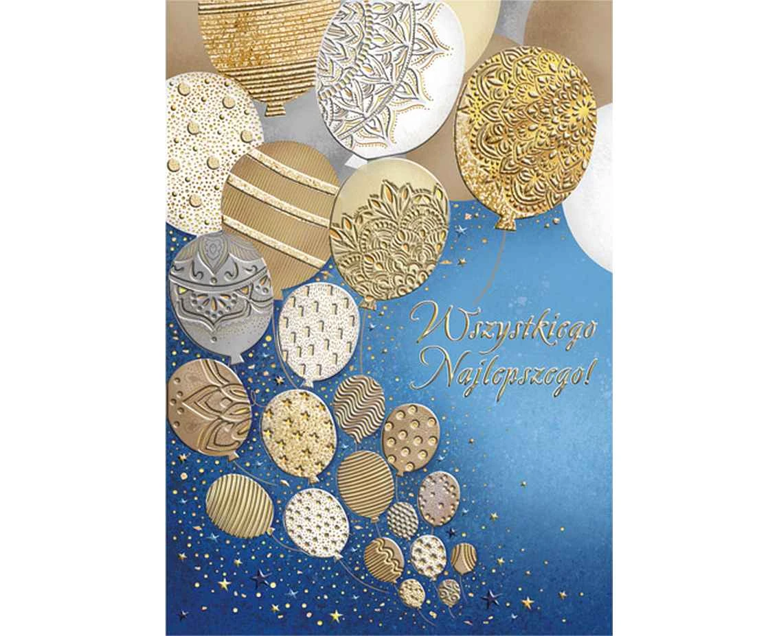 Greeting card a5 golden balloons, 1 pc.